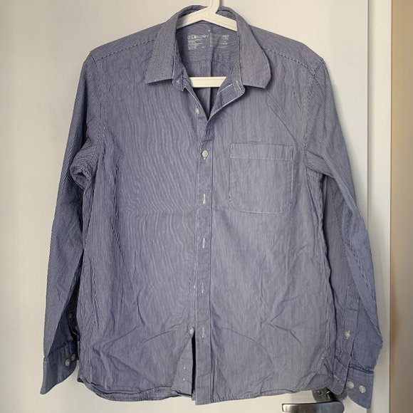 Muji Cotton Women Blue Stripe Shirt Size M - Picture 2 of 6